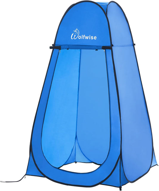 Pop Up Shower Tent for Camping Essentials, Portable Instant Changing Tent with Ventilation Window & Carry Bag, Privacy Dressing Room Bathroom Toilet for Beach & Outdoor, Extra Tall, Blue